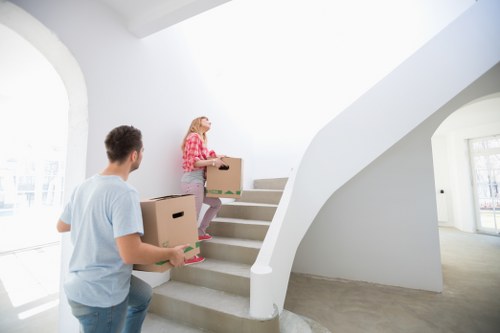 Business furniture and boxes being loaded for a local office move