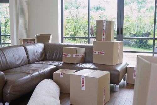 Moving boxes and furniture ready for transport from Elephant and Castle