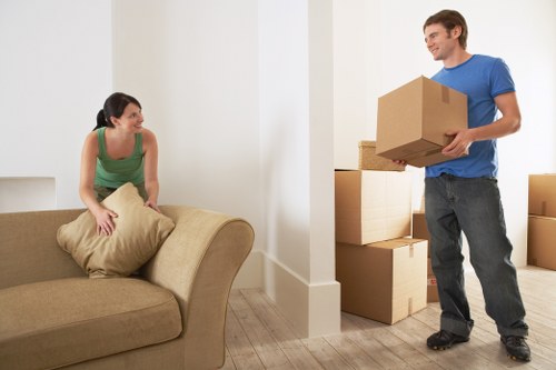 Packing materials and household items prepared for moving day